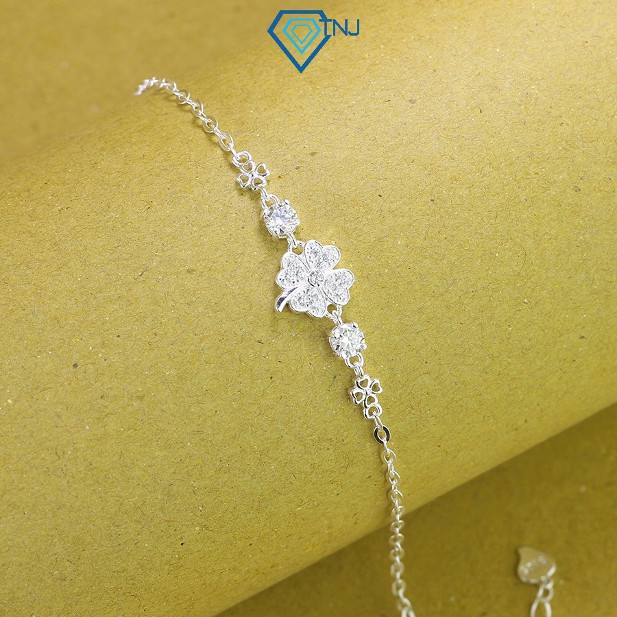 Lắc tay kim cương Moissanite bạc nữ 4ly cỏ bốn lá may mắn kiểm định GRA đi dự tiệc sang trọng LTNM0007 - Trang Sức TNJ