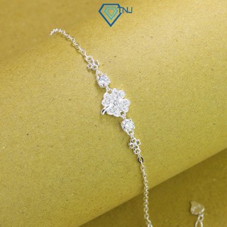 Lắc tay kim cương Moissanite bạc nữ 4ly cỏ bốn lá may mắn kiểm định GRA đi dự tiệc sang trọng LTNM0007 - Trang Sức TNJ