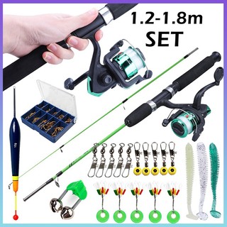 Sougayilang Combo Cần Câu Cá 2 Phần Cần Câu 1,2M với Cuộn Quay 3BB với Bộ Dây Câu Cá Nước Mặn Nước Ngọt