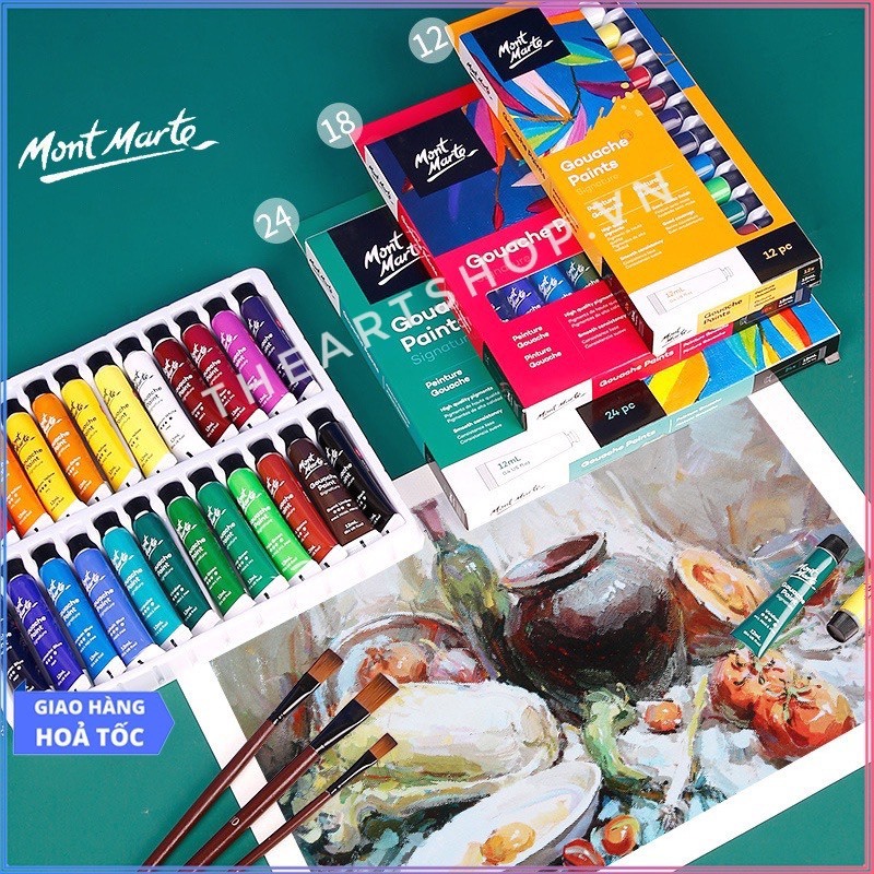 ( HỎA TỐC ) Bộ màu Gouache Mont Marte tuýp 12ml THEARTSHOP