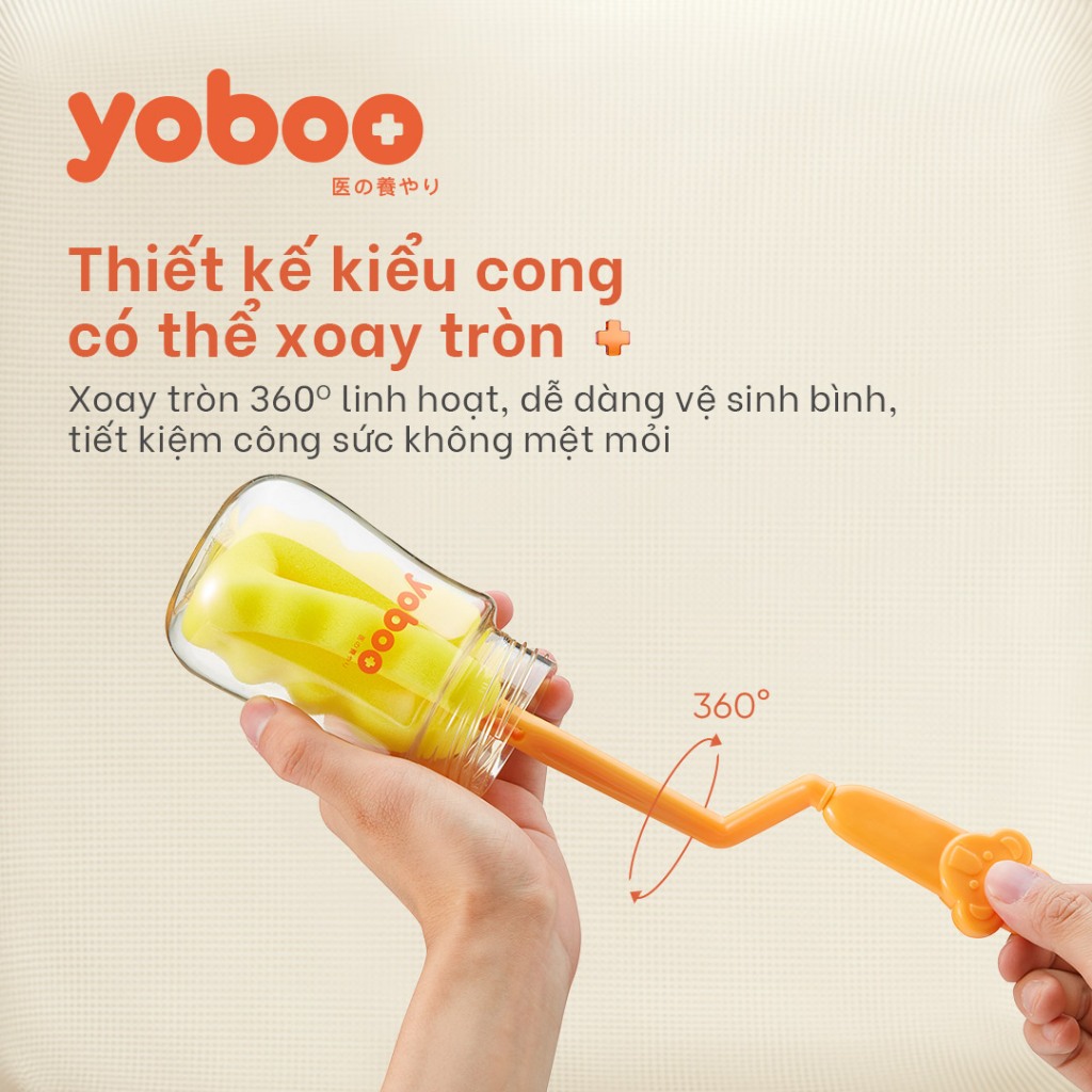 Bộ 2 bàn chải làm sạch bình sữa cho bé Yoboo YB-0029 bằng xốp polyurethane mật độ dày, không xơ vữa - Hàng chính hãng