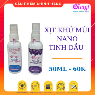 Xịt nano kháng khuẩn thơm chân, Xịt giầy, nách, cơ thể tinh dầu lavender/ hoa hồng ORENJI 60ML