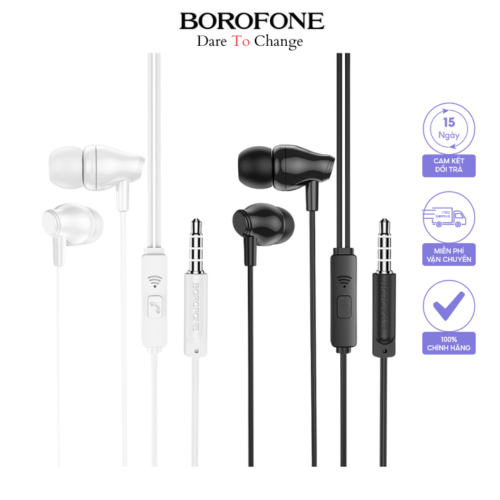 Tai nghe có dây Borofone BM61 3,5mm chính hãng hỗ trợ đàm thoại bảo hành 12 tháng