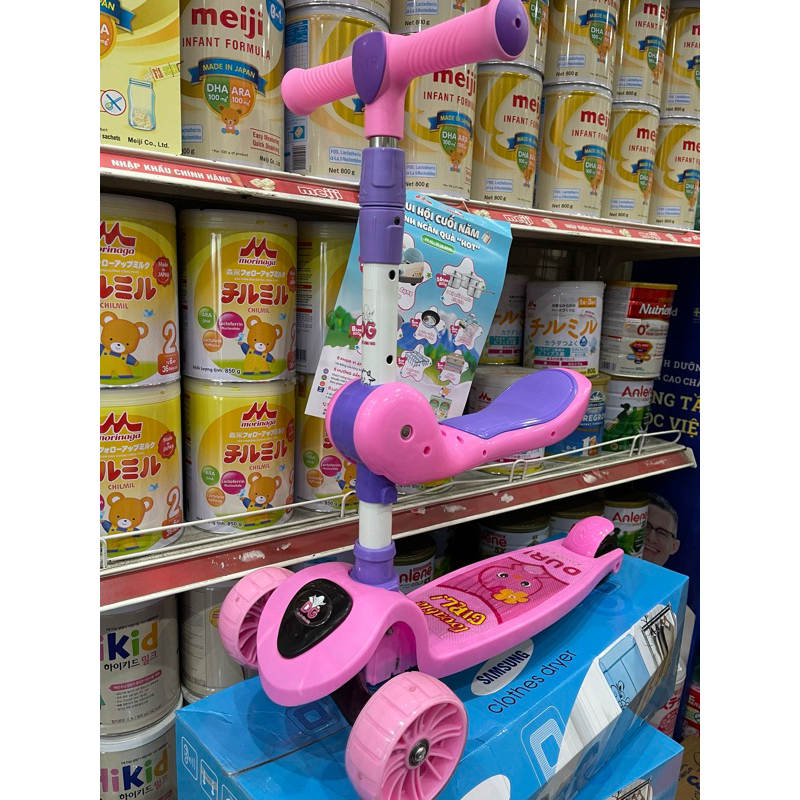 Xe trượt Scotter 3 trong 1 có ghế ngồi + có đèn và nhạc/ xe trượt