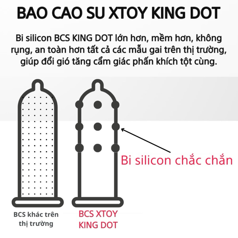Bao cao su bi XTOY KING DOT 9 bi lớn, bcs siêu gân gai, nhiều gel bôi trơn, hương chocolate