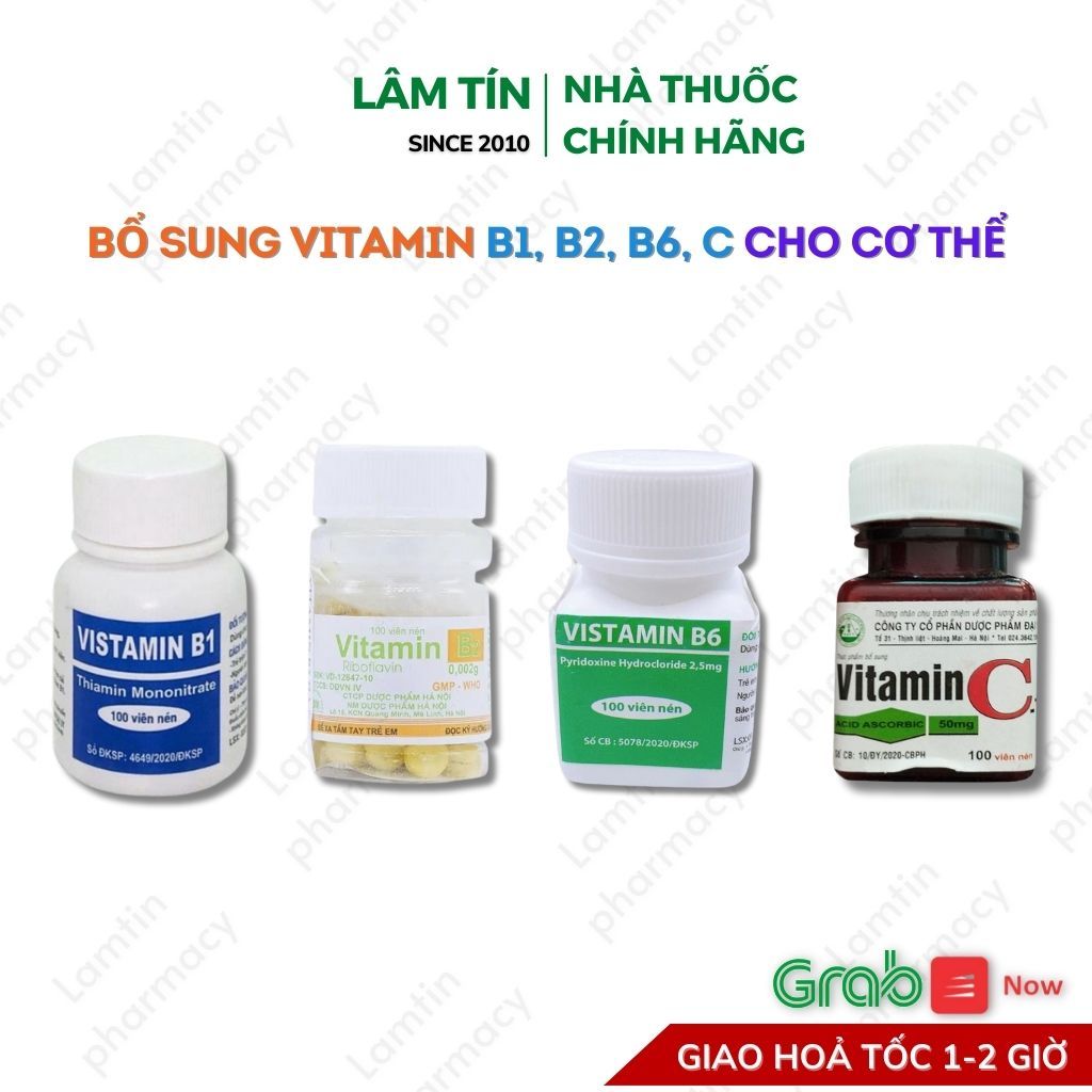 ✔(Chính Hãng) Vitamin B1, Vitamin B2, Vitamin B6, Vitamin C - Bổ sung vitamin cho cơ thể Lọ 100 viên
