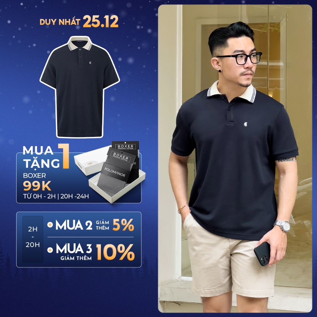 Áo polo nam TRAVIS vải cá sấu cotton interlock xuất xịn, nam tính, thanh lịch, sang trọng - POLOMANOR