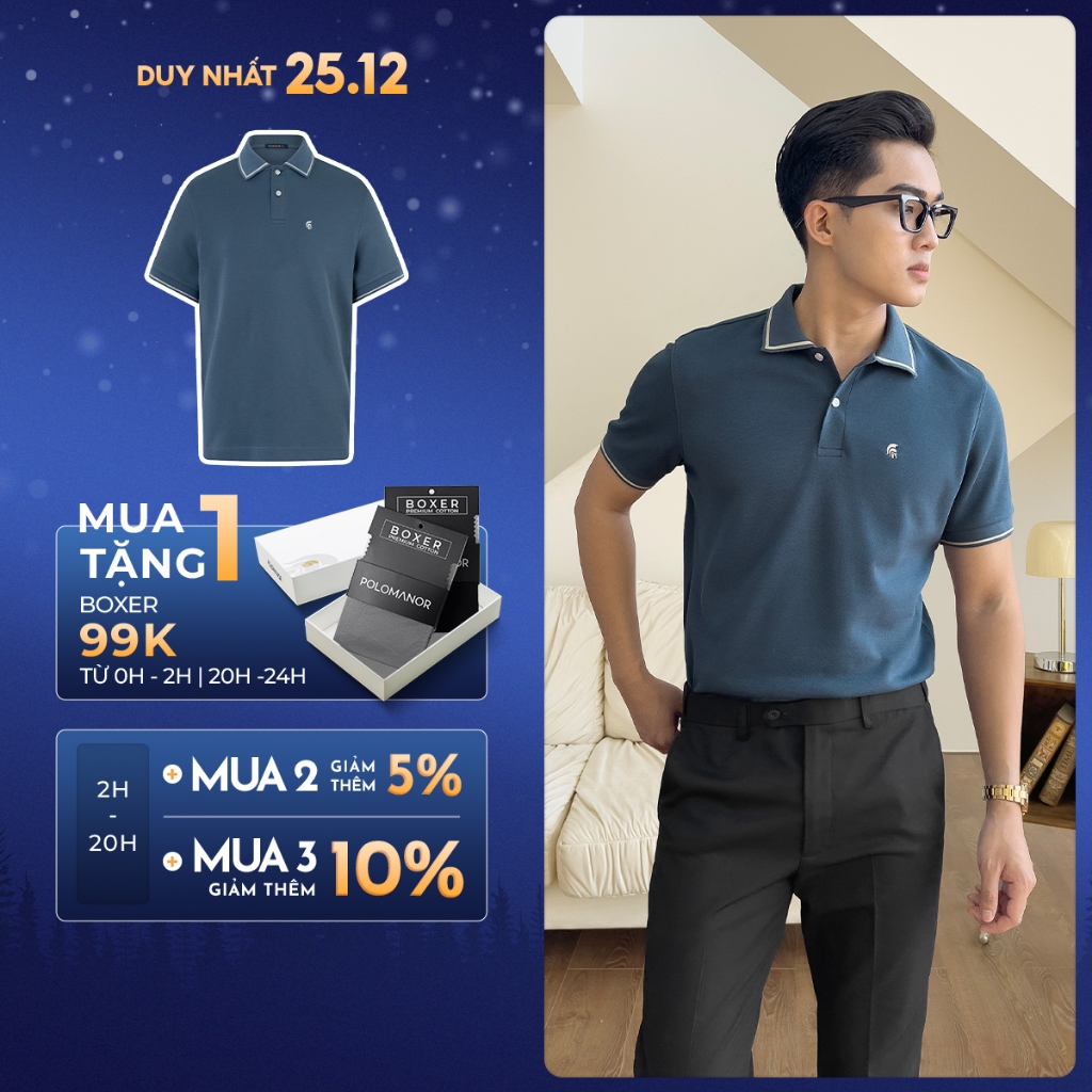 Áo polo nam VARRO vải cá sấu cotton interlock xuất xịn, nam tính, thanh lịch, sang trọng - POLOMANOR