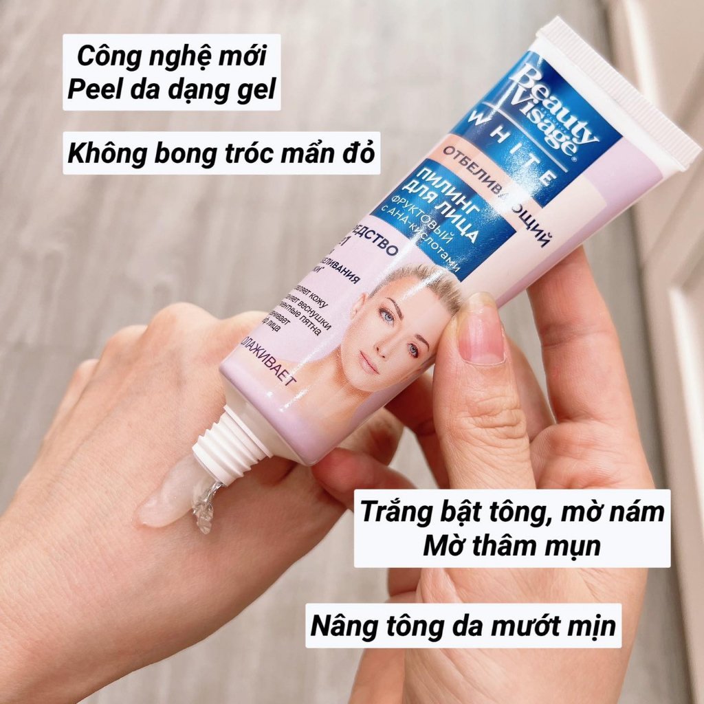 Peel da Beauty Visage White se khít lỗ chân lông mờ thâm nám tàn nhang xóa nếp nhăn tái tạo da da trắng da 1-3 tone ,
