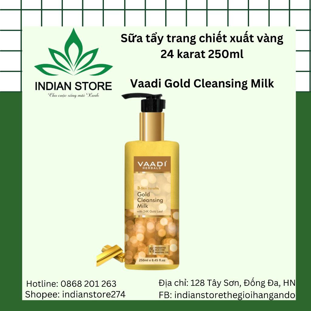 Sữa dưỡng tinh chất vàng 24k - Vaadi Herbals Gold Cleansing Milk 24k Gold 110ml và 250ml