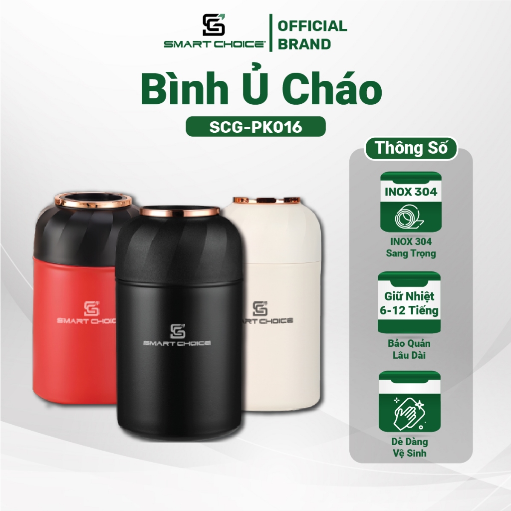 Bình Ủ Cháo Giữ Nhiệt SMARTCHOICE Hộp Cháo Giữ Nhiệt Cao Cấp 1050ML Tặng Kèm Muỗng Inox SCG-PK016