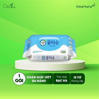 Khăn ướt đa năng Kleannara tinh chất bạc hà (10 tờ) 10 tờ/ gói