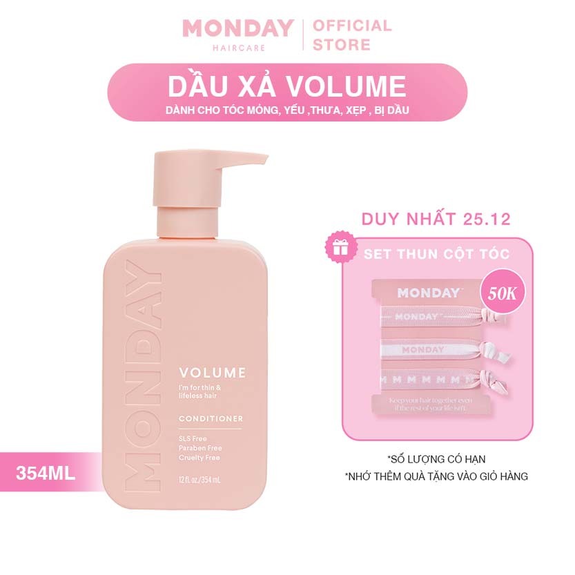 Dầu Xả dành cho tóc dầu, mỏng, yếu và dể bị xẹp Monday Volume 354ml