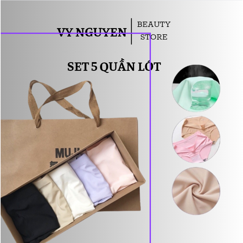 Set 5 Quần Lót Nữ MUJI Cao Cấp DUTE, Kháng Khuẩn Xuất Nhật, Chất Liệu Thoáng Mát - DUTE029