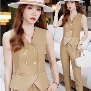 Set áo vest sát nách kèm quân tây phong cách công sở xrt0073