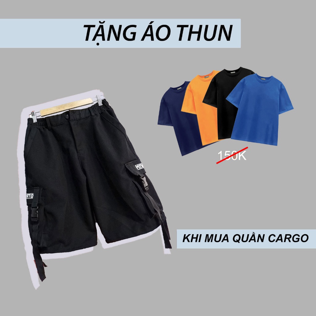 Quần Cargo Ngắn Kaki Dây Gài Tặng Kèm Áo Thun Unisex