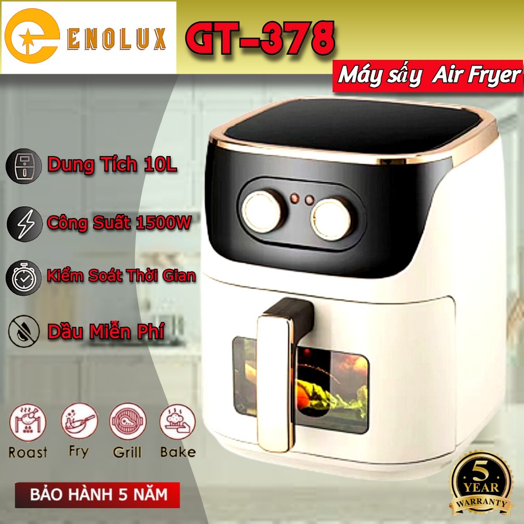 AirFryer GT378/ Nồi chiên không dầu Philips 10L Công suất 1500w Chất liệu chống dính cao cấp 6 chế độ chiên thông minh