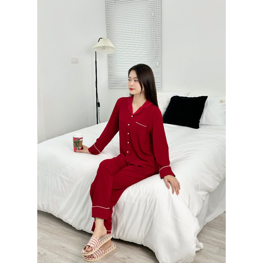 Đồ bộ Pijama lanh nữ cao cấp thời trang Việt Thắng quần dài, áo cộc tay  - B30.2305