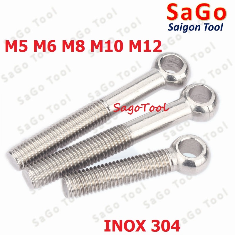 Bulong mắt inox 304, Bu lông mắt cá tròn M5-M12