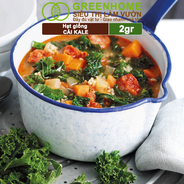 Hạt Giống Cải Xoăn Kale Greenhome, Gói 2g, Dễ Trồng Quanh Năm, Nảy Mầm Cao, Thu Hoạch Nhanh, Năng Suất Cao R16