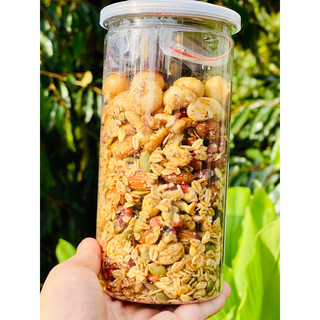 Granola 30% yến mạch sấy giòn, 70% siêu hạt vip hũ 500g