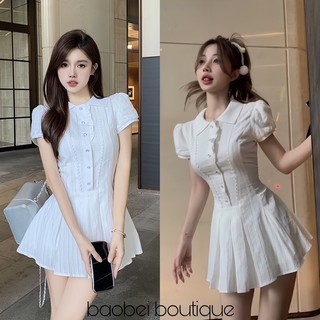 Set tiểu thư áo cổ sen taobao kèm quần - Baobei boutique