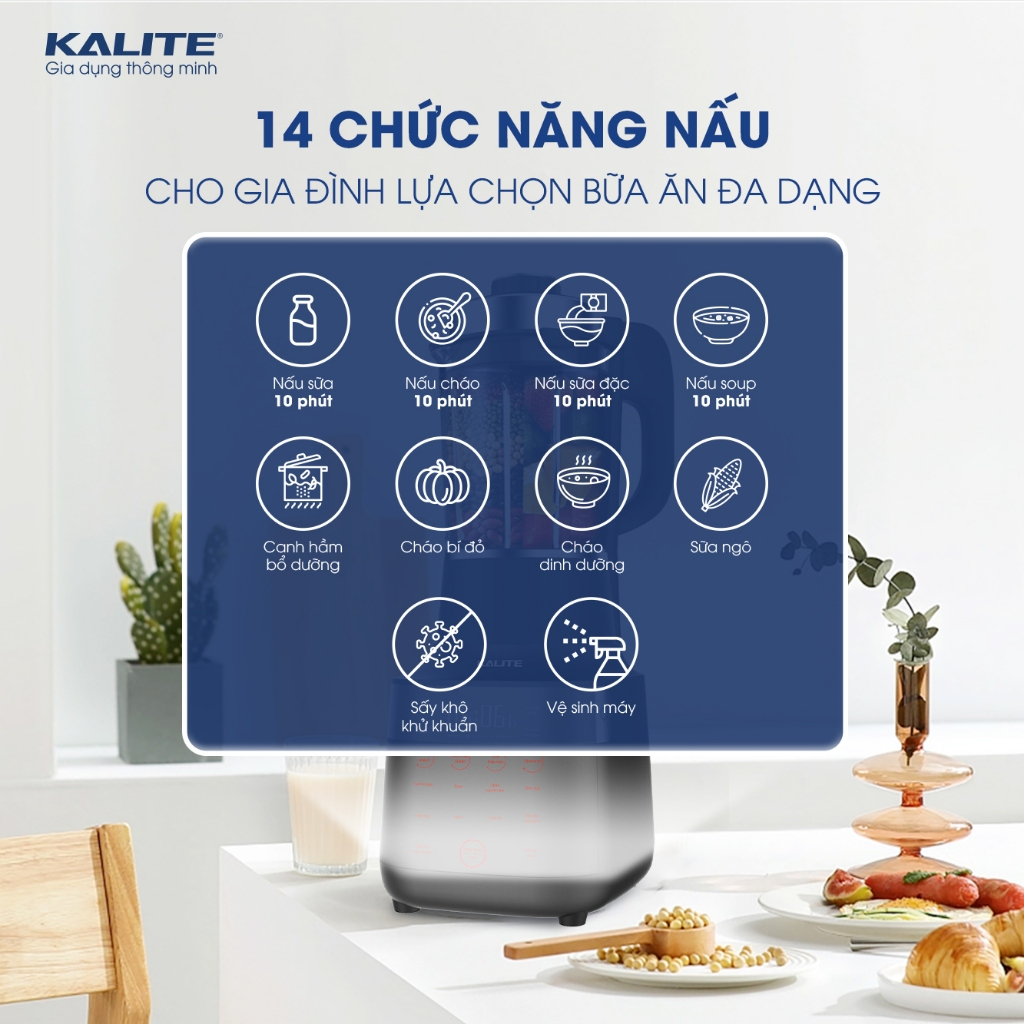 MÁY LÀM SỮA HẠT KALITE KL990P - DUNG TÍCH 1,75L - CÔNG SUẤT 2700W - HÀNG CHÍNH HÃNG - BẢO HÀNH 24 THÁNG