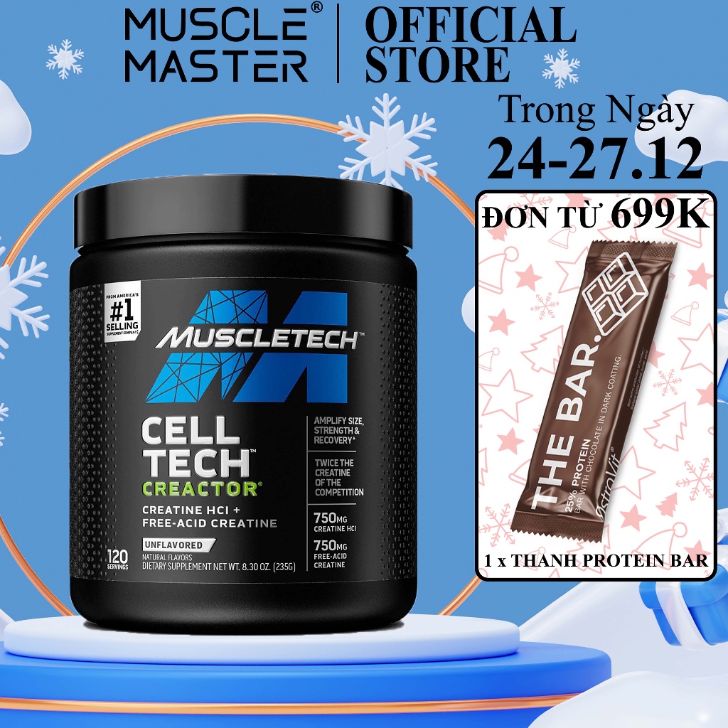 Thực Phẩm Bổ Sung Creatine Tăng Sức Mạnh MuscleTech Creactor 120 Lần Dùng