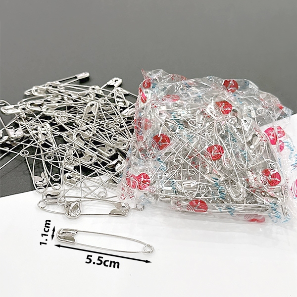 Xâu 12 chiếc kim băng, kim tây 4.2cm, 5.5cm, ghim cài quần áo màu bạc, kim băng tiện dụng