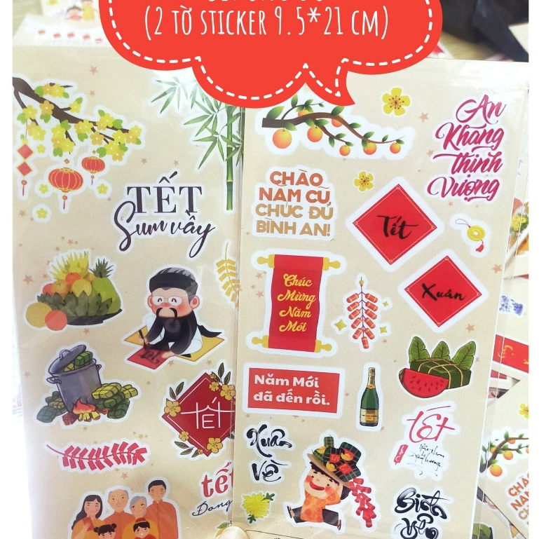Sticker chủ đề Noel / Tết - Set 2 tờ 15x21 cm
