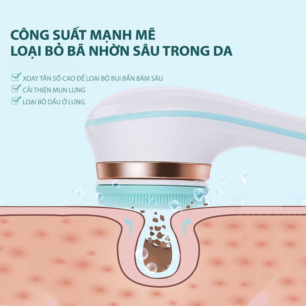 Bàn chải tắm điện cầm tay chống nước Lescolton thế hệ mới sạch da nhẹ nhàng, massage thư giãn