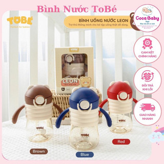 Bình tập uống nước LEON TOBÉ 300ml ống hút Silicone chống sặc chất liệu PPSU cao cấp chịu nhiệt tốt