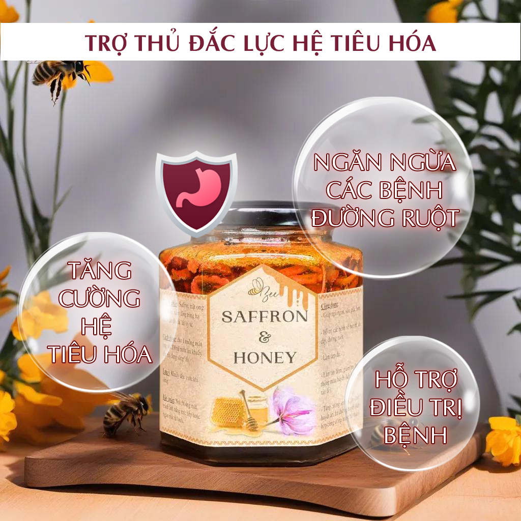 Saffron ngâm mật ong đông trùng hạ thảo Beebeauty chính hãng 200ml