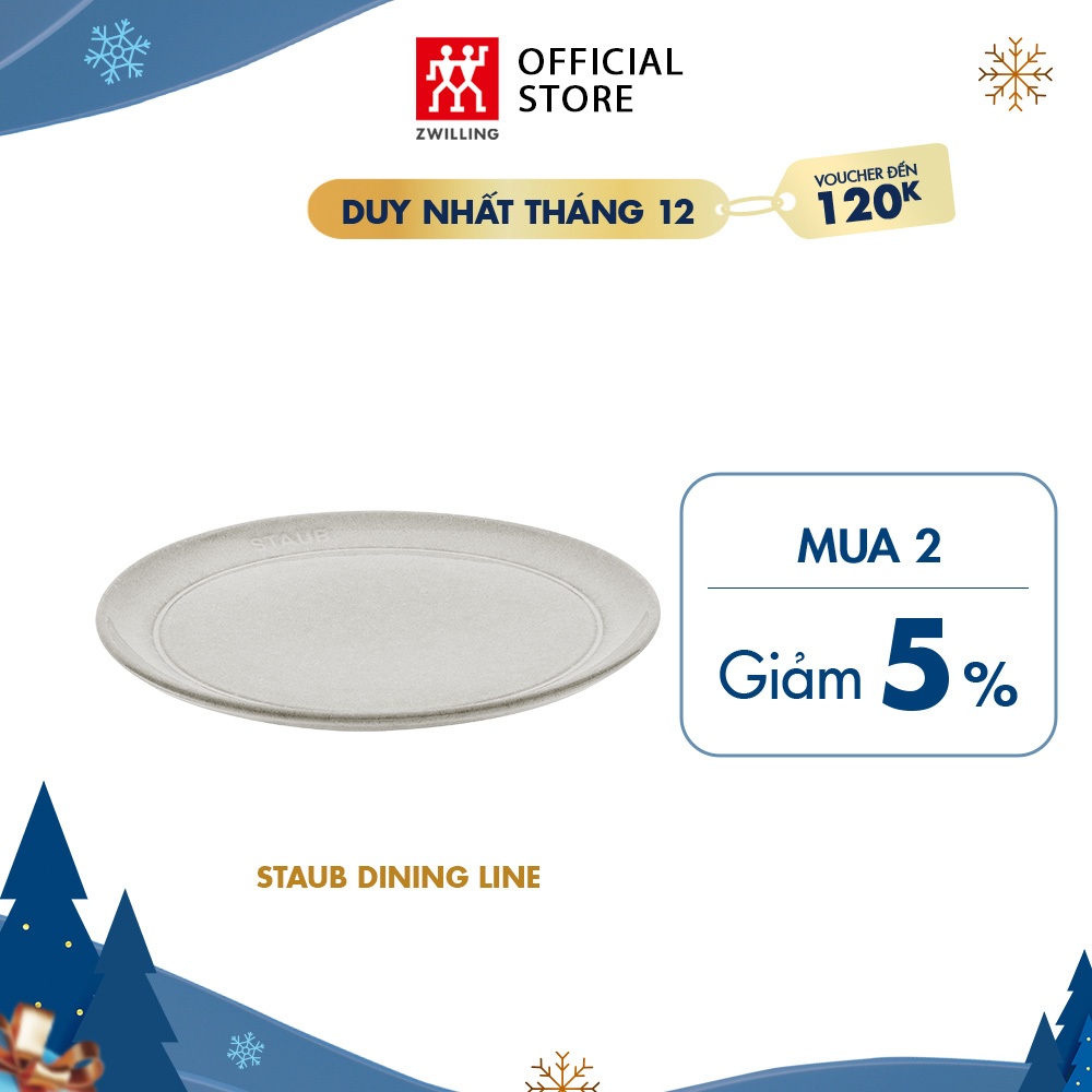 Đĩa sứ STAUB 20cm, màu white truffle