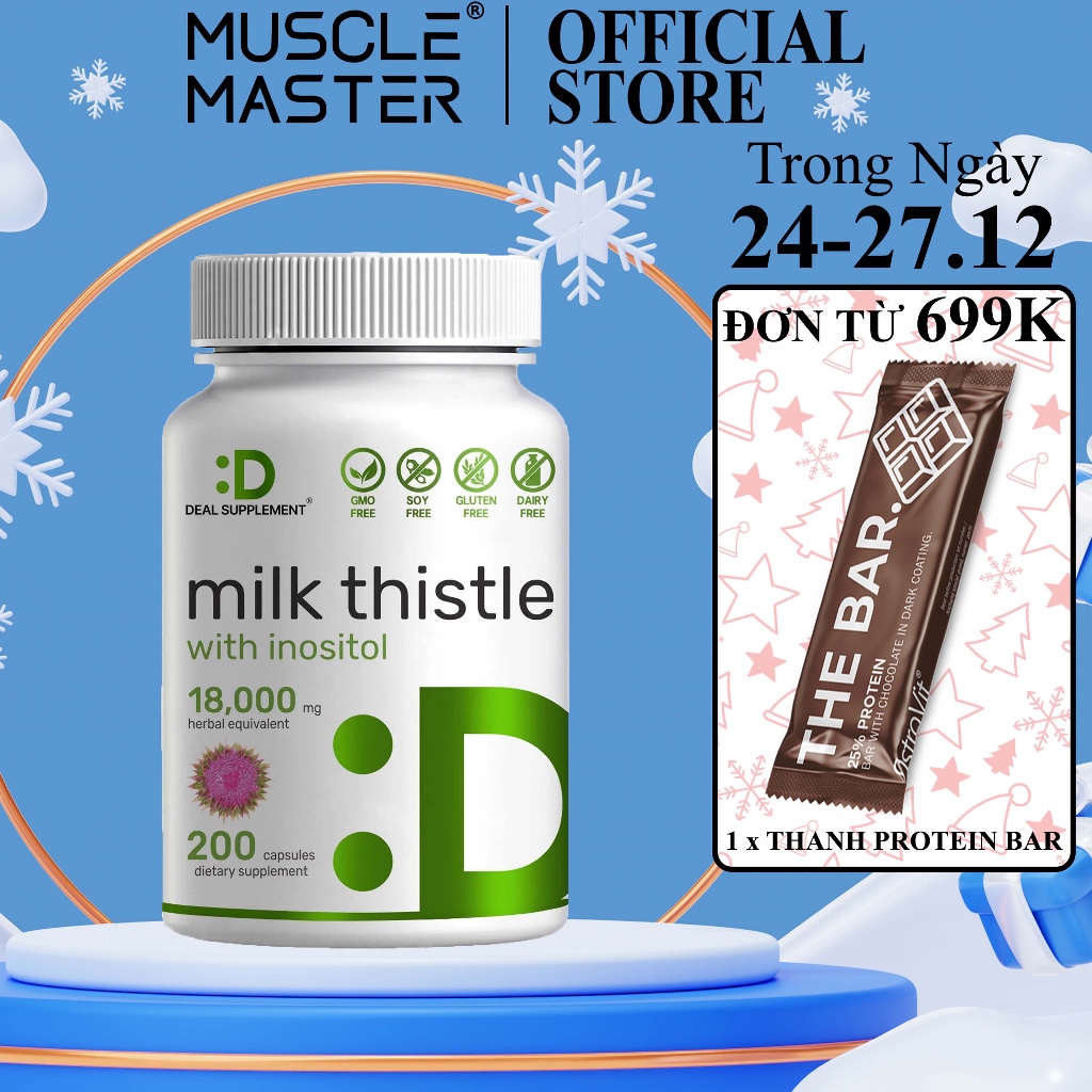 Viên Uống Giải Độc Gan Deal Supplement Milk Thistle with Inositol 200 Viên