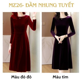 Đầm trung niên nữ thiết kế MZ26 chất nhung tuyết cao cấp thu đông