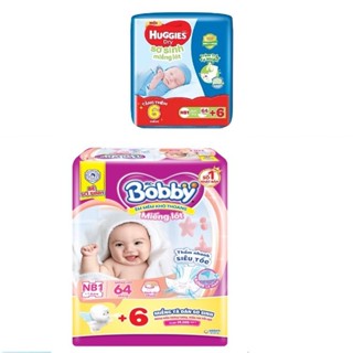 (Mã NSF02P130 giảm 30K) [MẪU MỚI] Miếng Lót Bobby Newborn 1/Miếng Lót Huggies Newborn 1 (64+4 miếng)