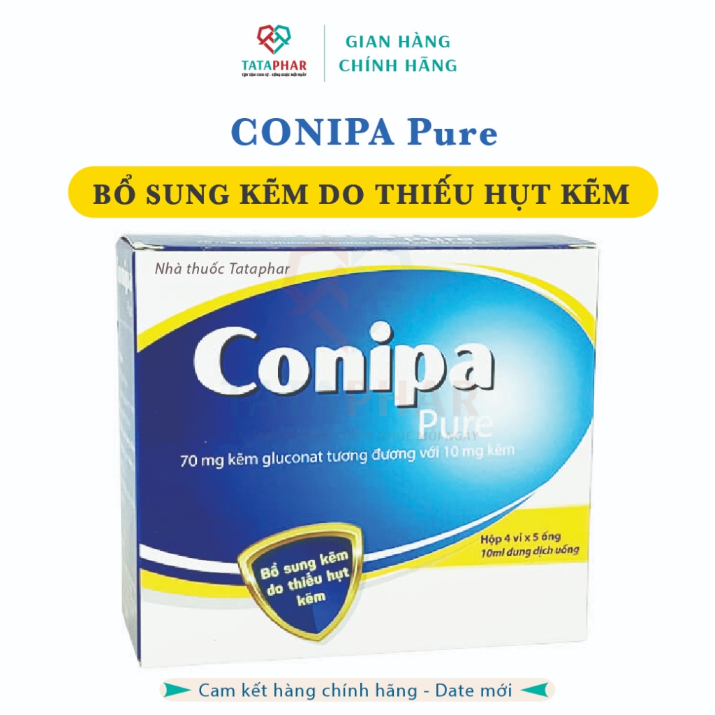 Conipa Pure - Dung dịch bổ sung kẽm - Tăng cường sức đề kháng, hệ miễn dịch - Hộp 4 vỉ x 5 ống x 5 và 10 ml - Chính Hãng