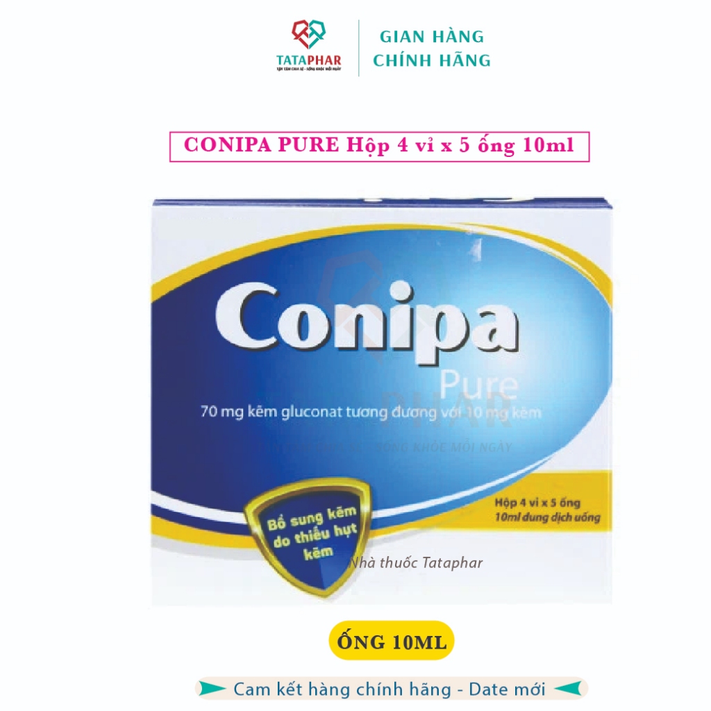 Conipa Pure - Dung dịch bổ sung kẽm - Tăng cường sức đề kháng, hệ miễn dịch - Hộp 4 vỉ x 5 ống x 5 và 10 ml - Chính Hãng