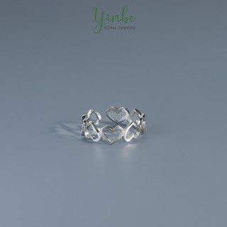 Nhẫn Bạc Trơn Nữ, Nhẫn Bạc Trái Tim Kết Liền, Nhẫn Đeo Ngón Út Yinbe Silver Freesize Có Thể Điều Chỉnh YR033