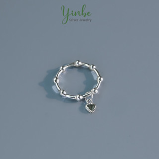 Nhẫn Bạc Trơn Nữ Nhẫn Bạc Mắt Xích Charm Trái Tim Yinbe Silver Bạc 925 YR011