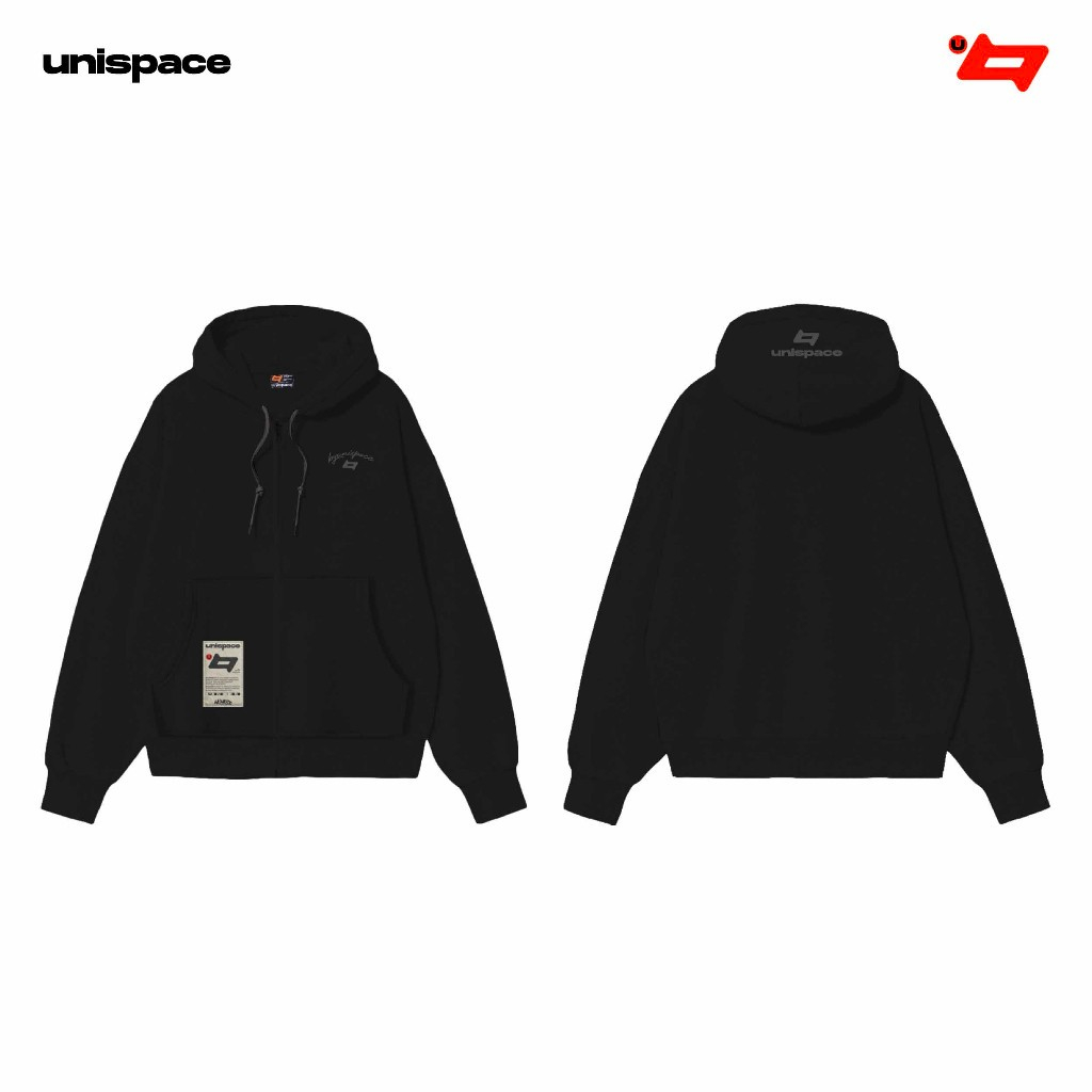 Áo hoodie zip local brand By UniSpace áo khoác unisex nam nữ form rộng vải nỉ Logo