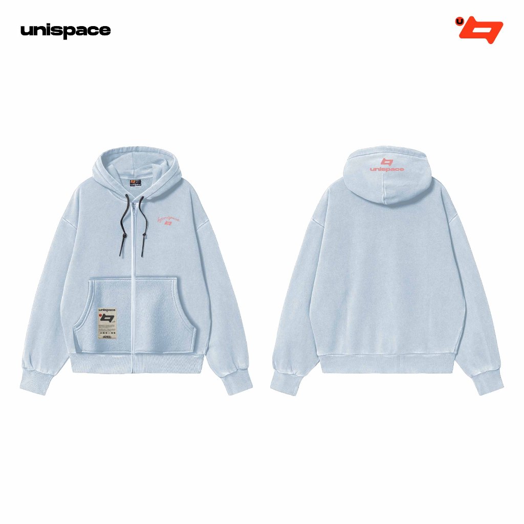 Áo hoodie zip local brand By UniSpace áo khoác unisex nam nữ form rộng vải nỉ Logo