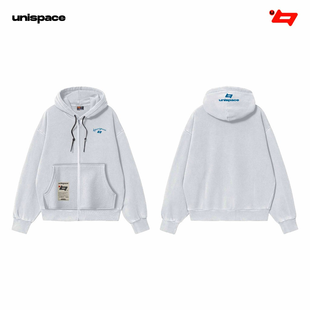 Áo hoodie zip local brand By UniSpace áo khoác unisex nam nữ form rộng vải nỉ Logo