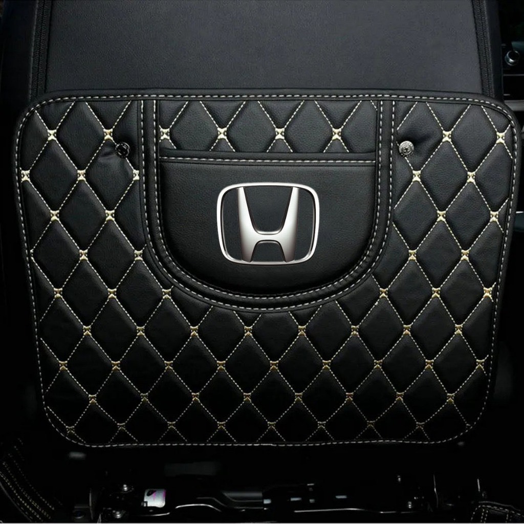 Tấm lót sau ghế ô tô chống bẩn, Miếng chắn lưng ghế bằng da chống trầy có Logo Mazda/Huyndai/Honda/Toyota/BMW/Kia/Mit