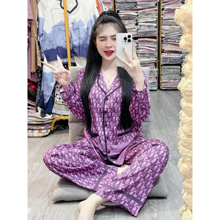 Bộ ngủ d.o tím túi mổ from qc dài và ngắn tay,tk lụa mịn latin cao cấp của 2ce