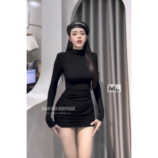 Đầm body ôm rúm sườn M