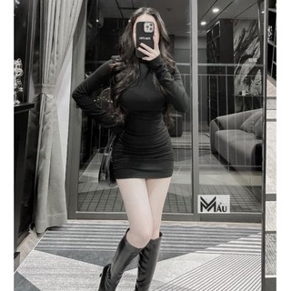 Đầm body ôm rúm sườn M