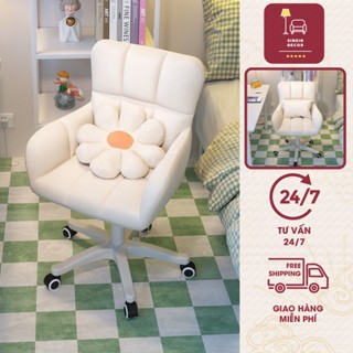 Ghế xoay GinGin Decor có tay vịn tựa lưng, Ghế học sinh sinh viên đệm cao su lót vải nỉ cao cấp