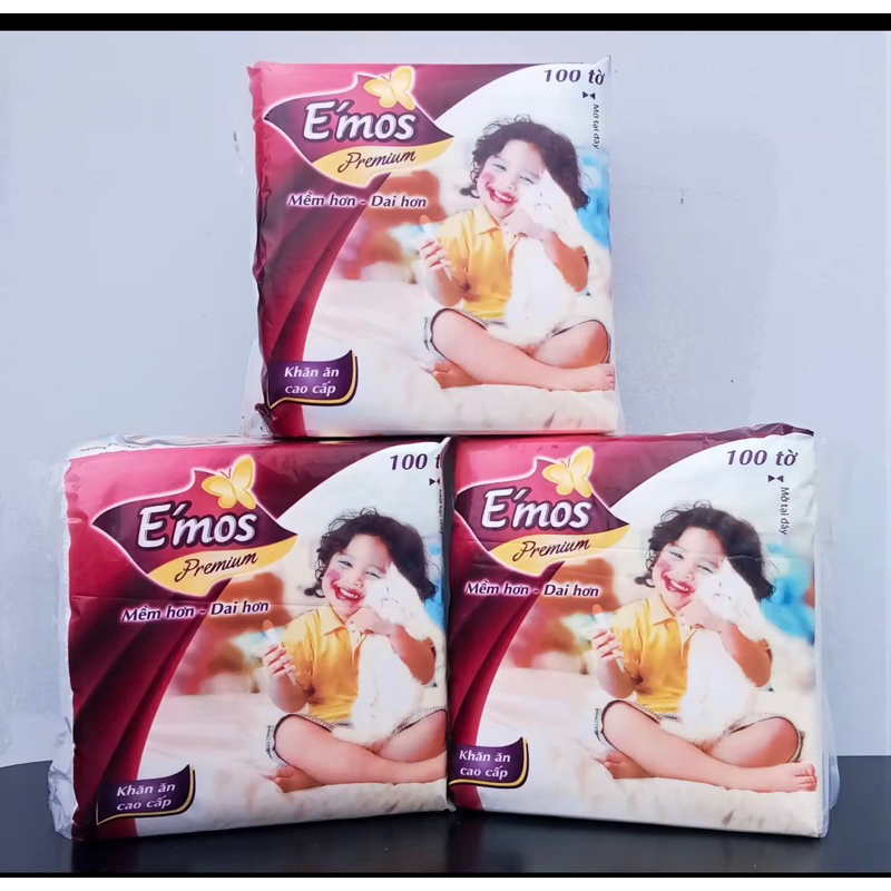 combo 5 bịch khăn giấy vuông Emos (300mmx330mm)